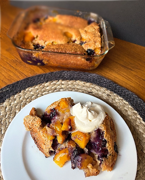 Peach and Blueberry Cobbler