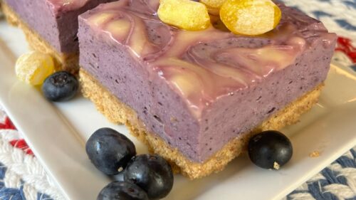 No Bake Lemon Blueberry Cheesecake Bars