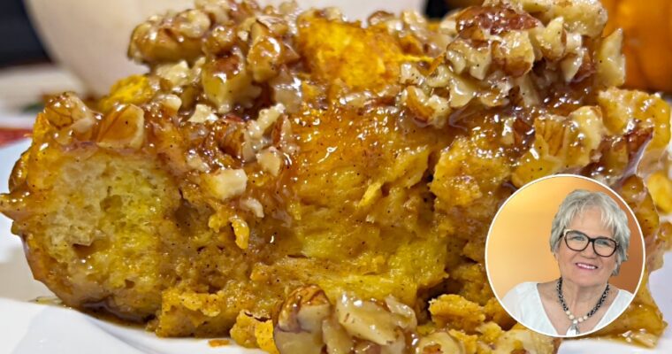 Caramel Pecan Pumpkin Bread Pudding