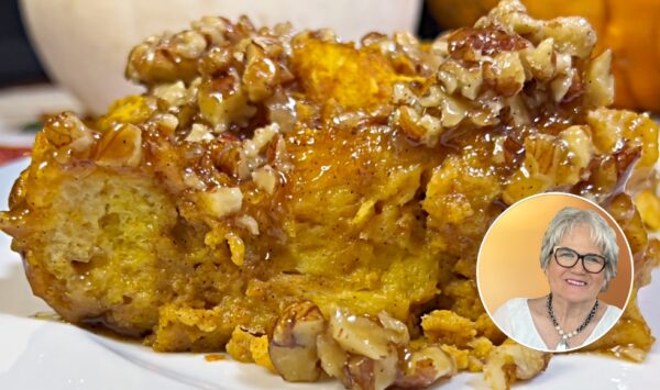 Caramel Pecan Pumpkin Bread Pudding